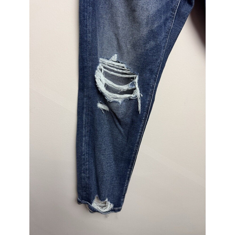 American Eagle Women’s Tomgirl Jeans Denim Size 14R Dark Wash Distressed Cotton - Picture 4 of 8